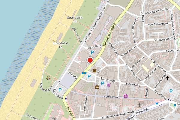 Brandweer-melding op Noordzee, Noordwijk op 3 juni, kaart-overzicht