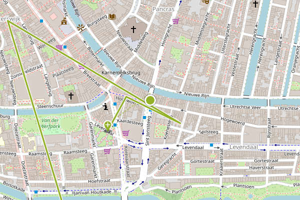 Ambulance-melding op Watersteeg, Leiden op 3 juni, kaart-overzicht