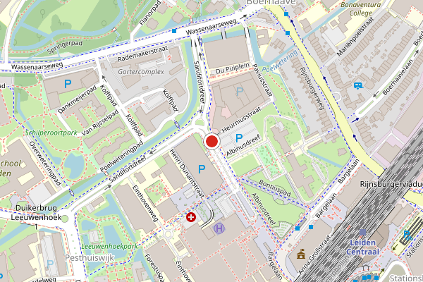 Brandweer-melding op Albinusdreef, Leiden op 4 juni, kaart-overzicht