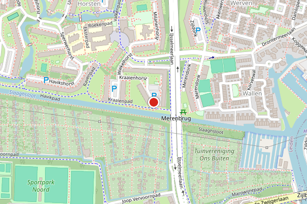 Brandweer-melding op Kraaienpad, Leiden op 4 juni, kaart-overzicht