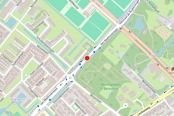 Brandweer-melding op Van Beethovenlaan, Voorschoten op 5 juni, kaart-overzicht