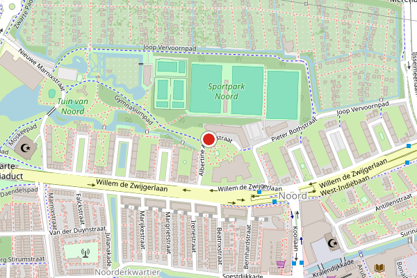Brandweer-melding op Albertine Agnesstraat, Leiden op 5 juni, kaart-overzicht