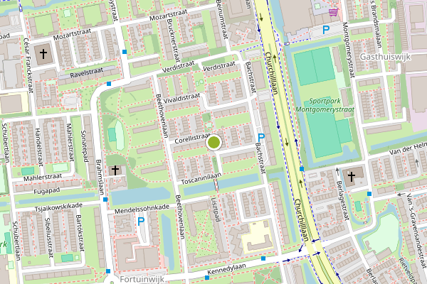 Ambulance-melding op Corellistraat, Leiden op 6 juni, kaart-overzicht