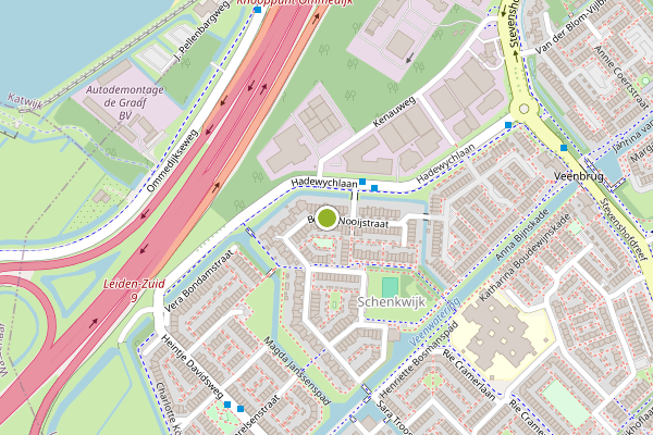 Ambulance-melding op Beppy Nooijstraat, Leiden op 6 juni, kaart-overzicht