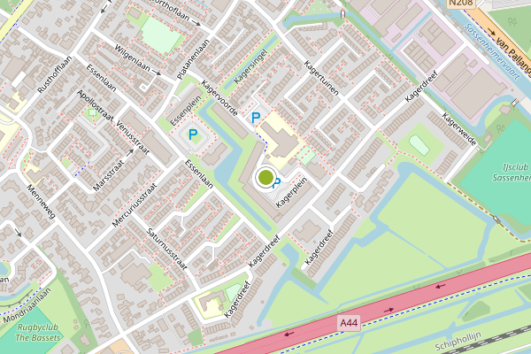 Ambulance-melding op Kagerplein, Sassenheim op 7 juni, kaart-overzicht