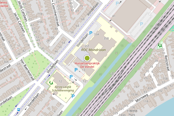 Ambulance-melding op Vondellaan, Leiden op 8 juni, kaart-overzicht