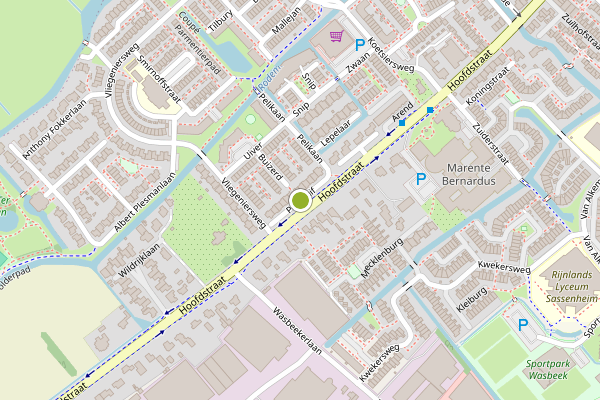 Ambulance-melding op Postduif, Sassenheim op 8 juni, kaart-overzicht