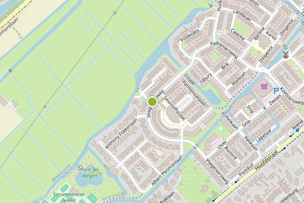 Ambulance-melding op Vliegeniersweg, Sassenheim op 8 juni, kaart-overzicht