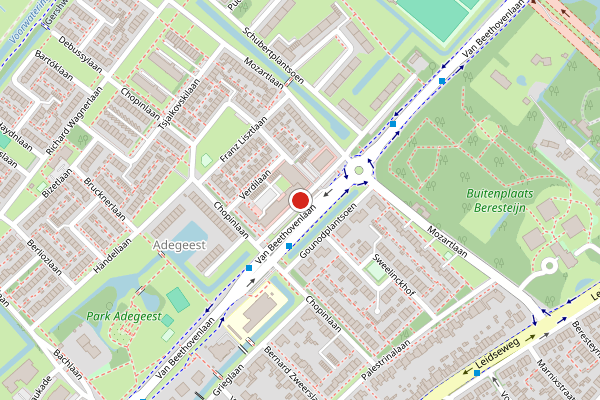 Brandweer-melding op Chopinlaan Van Beethovenlaan, Voorschoten op 9 juni, kaart-overzicht