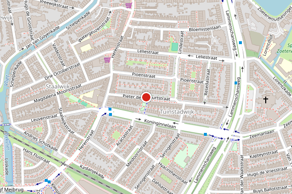 Brandweer-melding op Pieter de la Courtstraat, Leiden op 11 juni, kaart-overzicht
