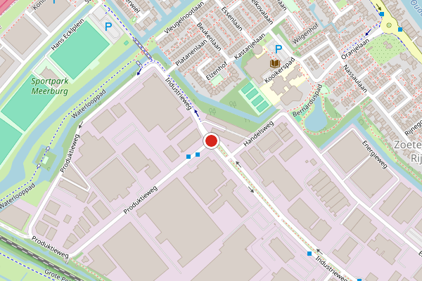Brandweer-melding op Industrieweg, Zoeterwoude op 11 juni, kaart-overzicht