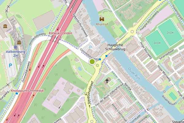Ambulance-melding op Ommedijkseweg, Leiden op 11 juni, kaart-overzicht