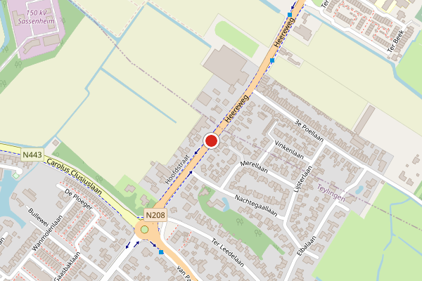 Brandweer-melding op Hoofdstraat, Sassenheim op 12 juni, kaart-overzicht
