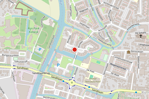 Brandweer-melding op Waterkers, Rijnsburg op 12 juni, kaart-overzicht