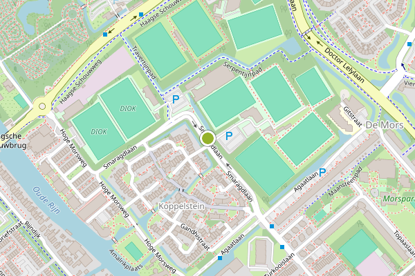 Ambulance-melding op Smaragdlaan, Leiden op 13 juni, kaart-overzicht