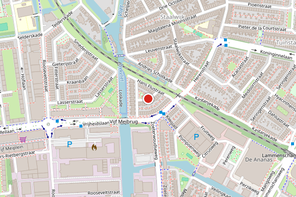 Brandweer-melding op Chris de Jongstraat, Leiden op 13 juni, kaart-overzicht