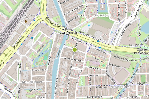 Ambulance-melding op Hansenstraat, Leiden op 14 juni, kaart-overzicht
