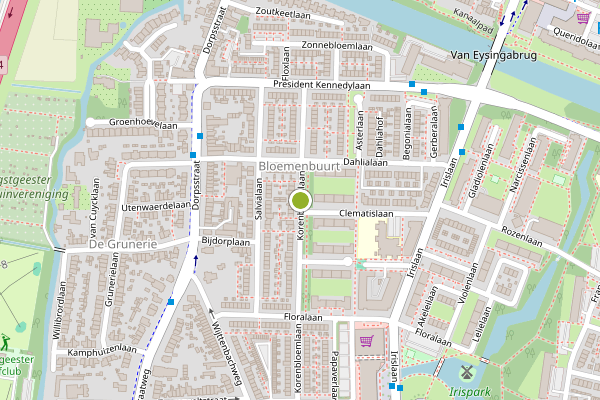 Ambulance-melding op Korenbloemlaan, Oegstgeest op 14 juni, kaart-overzicht