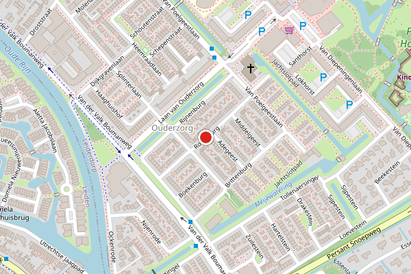 Brandweer-melding op Rosenburg, Leiderdorp op 15 juni, kaart-overzicht