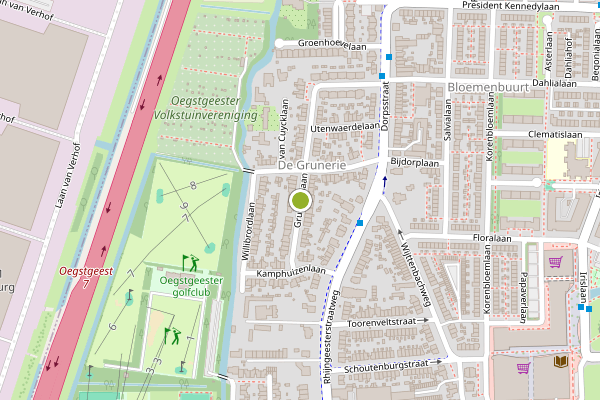 Ambulance-melding op Grunerielaan, Oegstgeest op 15 juni, kaart-overzicht