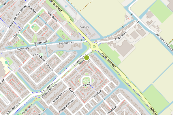 Ambulance-melding op Baarslaan, Voorhout op 15 juni, kaart-overzicht
