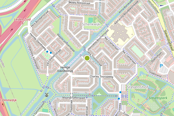 Ambulance-melding op Ronner-Knipstraat, Leiden op 16 juni, kaart-overzicht