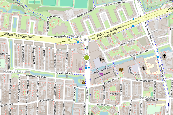 Ambulance-melding op Kooilaan, Leiden op 16 juni, kaart-overzicht