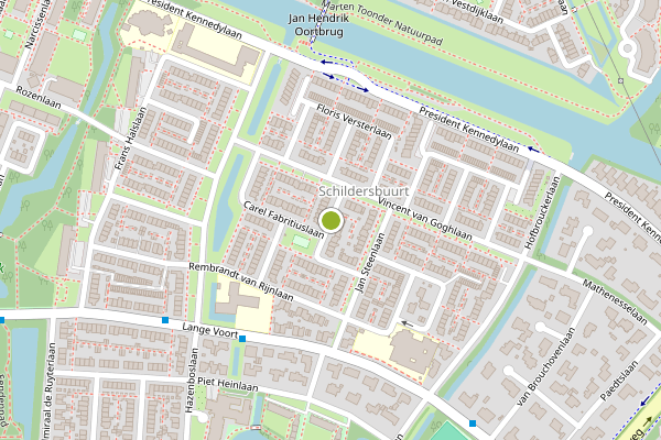 Ambulance-melding op Govert Flincklaan, Oegstgeest op 16 juni, kaart-overzicht