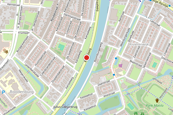 Brandweer-melding op Kanaalweg, Leiden op 17 juni, kaart-overzicht