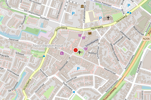 Brandweer-melding op Dorpsstraat, Noordwijkerhout op 17 juni, kaart-overzicht
