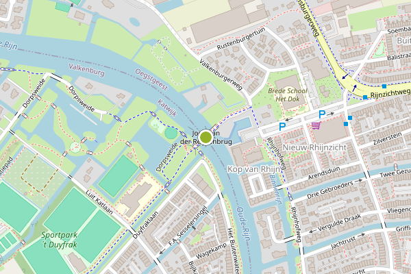 Ambulance-melding op Joop van der Reijdenbrug, Oegstgeest op 18 juni, kaart-overzicht