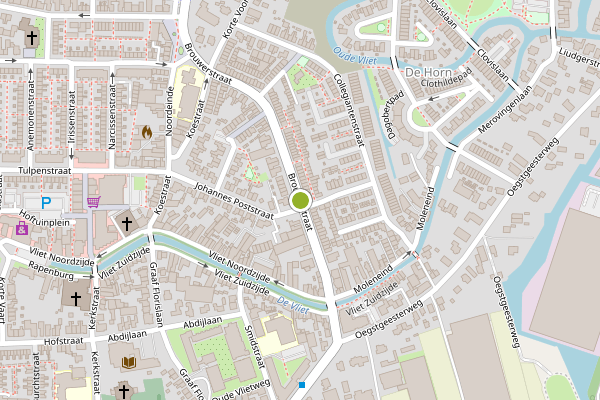 Ambulance-melding op Brouwerstraat, Rijnsburg op 18 juni, kaart-overzicht