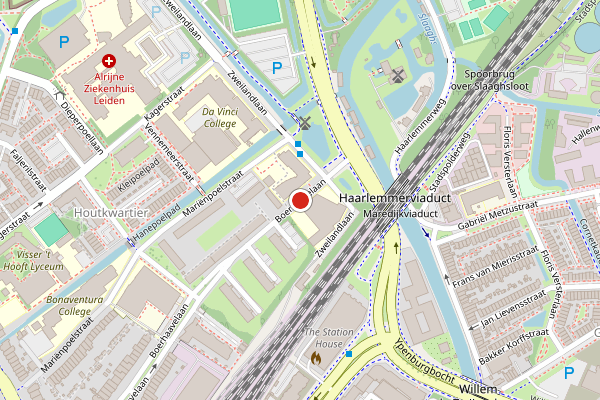 Brandweer-melding op Boerhaavelaan, Leiden op 20 juni, kaart-overzicht
