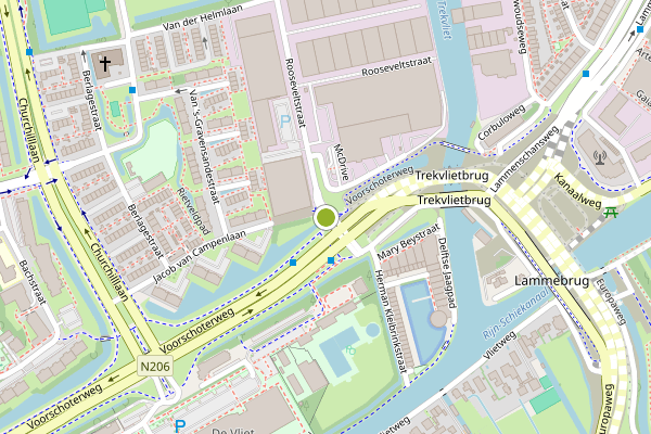 Ambulance-melding op Rooseveltstraat, Leiden op 20 juni, kaart-overzicht