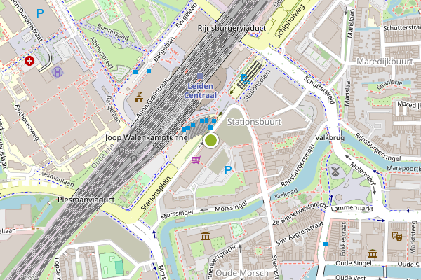 Ambulance-melding op Stationsplein, Leiden op 20 juni, kaart-overzicht