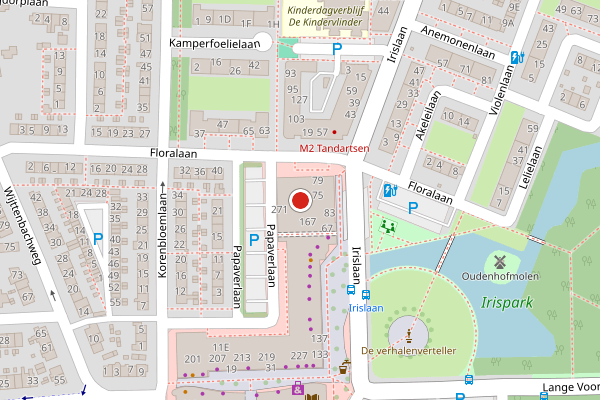 Brandweer-melding op Irislaan, Oegstgeest op 19 juni, kaart-overzicht