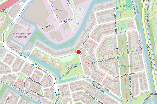 Brandweer-melding op Gerrit Rietveldlaan, Oegstgeest op 20 juni, kaart-overzicht