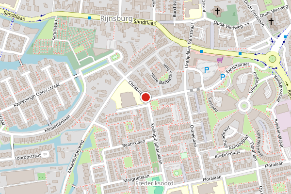 Brandweer-melding op Christinalaan, Rijnsburg op 20 juni, kaart-overzicht