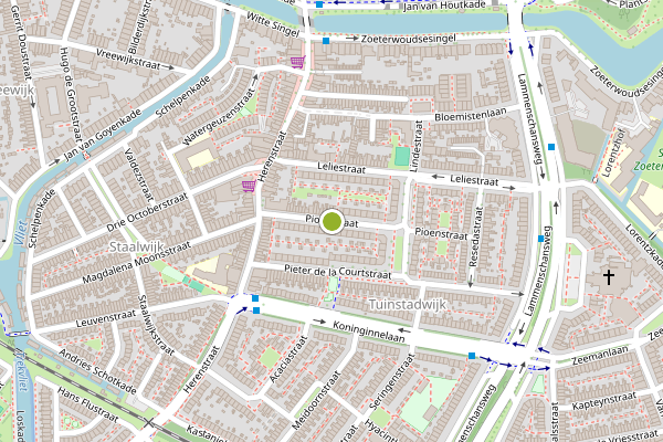 Ambulance-melding op Pioenstraat, Leiden op 21 juni, kaart-overzicht