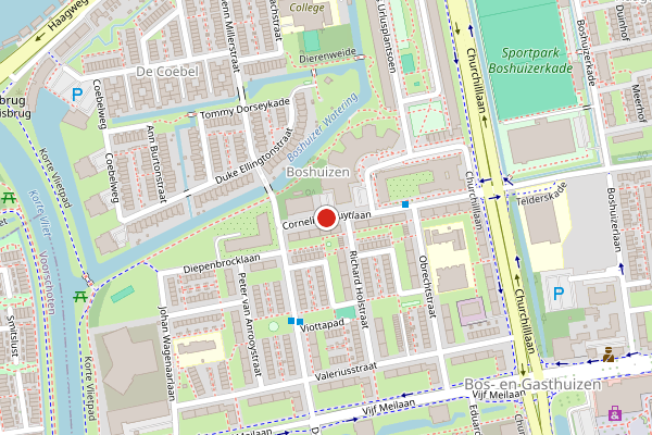 Brandweer-melding op Cornelis Schuytlaan, Leiden op 21 juni, kaart-overzicht