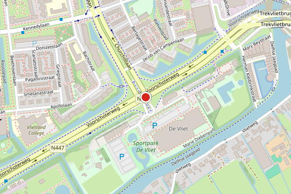 Brandweer-melding op Voorschoterweg, Leiden op 22 juni, kaart-overzicht