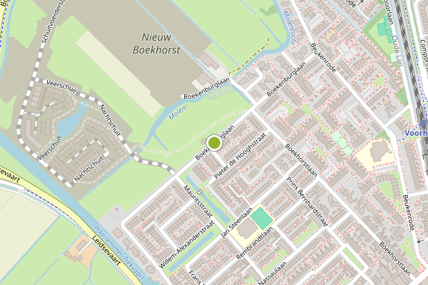 Ambulance-melding op Boekenburglaan, Voorhout op 23 juni, kaart-overzicht