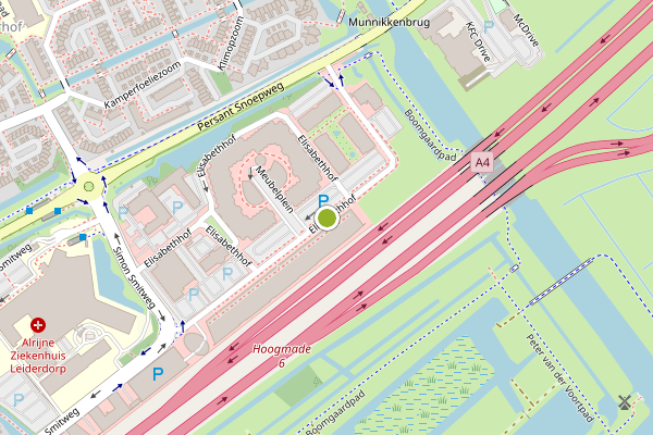 Ambulance-melding op Elisabethhof, Leiderdorp op 23 juni, kaart-overzicht