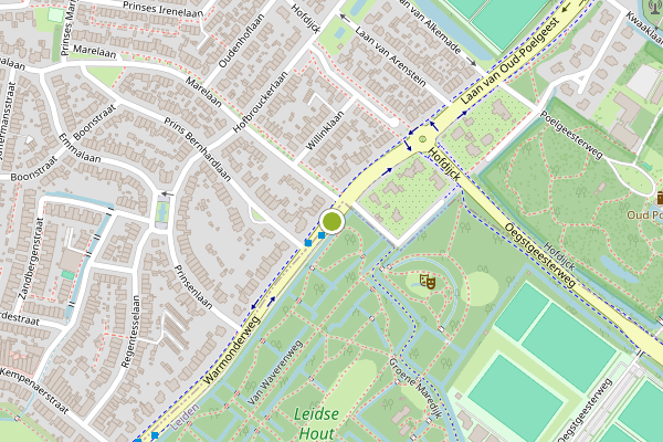 Ambulance-melding op Warmonderweg, Leiden op 23 juni, kaart-overzicht