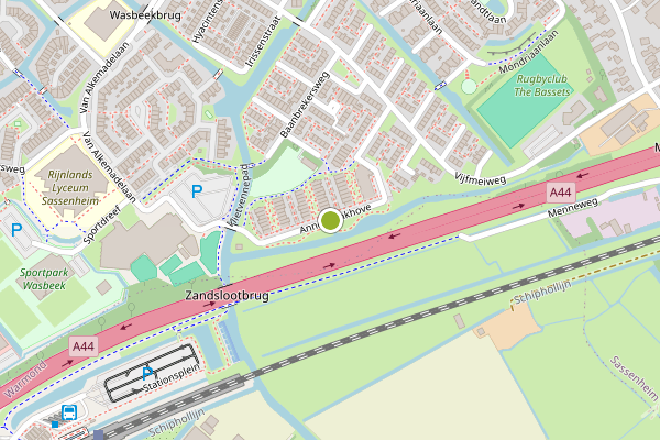 Ambulance-melding op Anne Frankhove, Sassenheim op 24 juni, kaart-overzicht