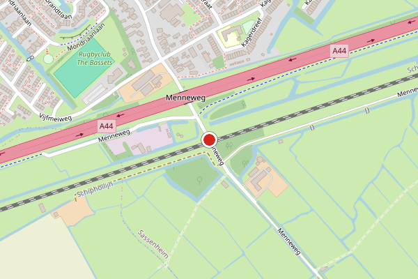 Brandweer-melding op Menneweg, Sassenheim op 23 juni, kaart-overzicht