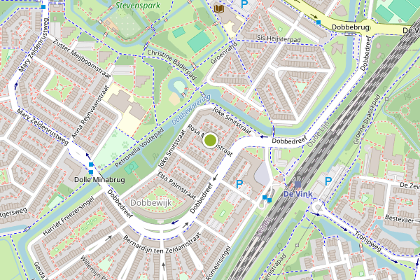 Ambulance-melding op Rosa Manusstraat, Leiden op 23 juni, kaart-overzicht
