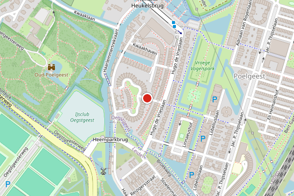 Brandweer-melding op Hugo de Vrieslaan, Oegstgeest op 24 juni, kaart-overzicht