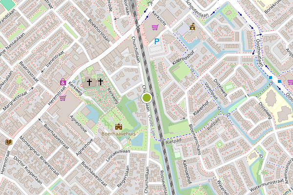 Ambulance-melding op Churchilllaan, Voorhout op 24 juni, kaart-overzicht