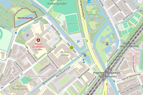 Ambulance-melding op Zweilandlaan, Leiden op 24 juni, kaart-overzicht